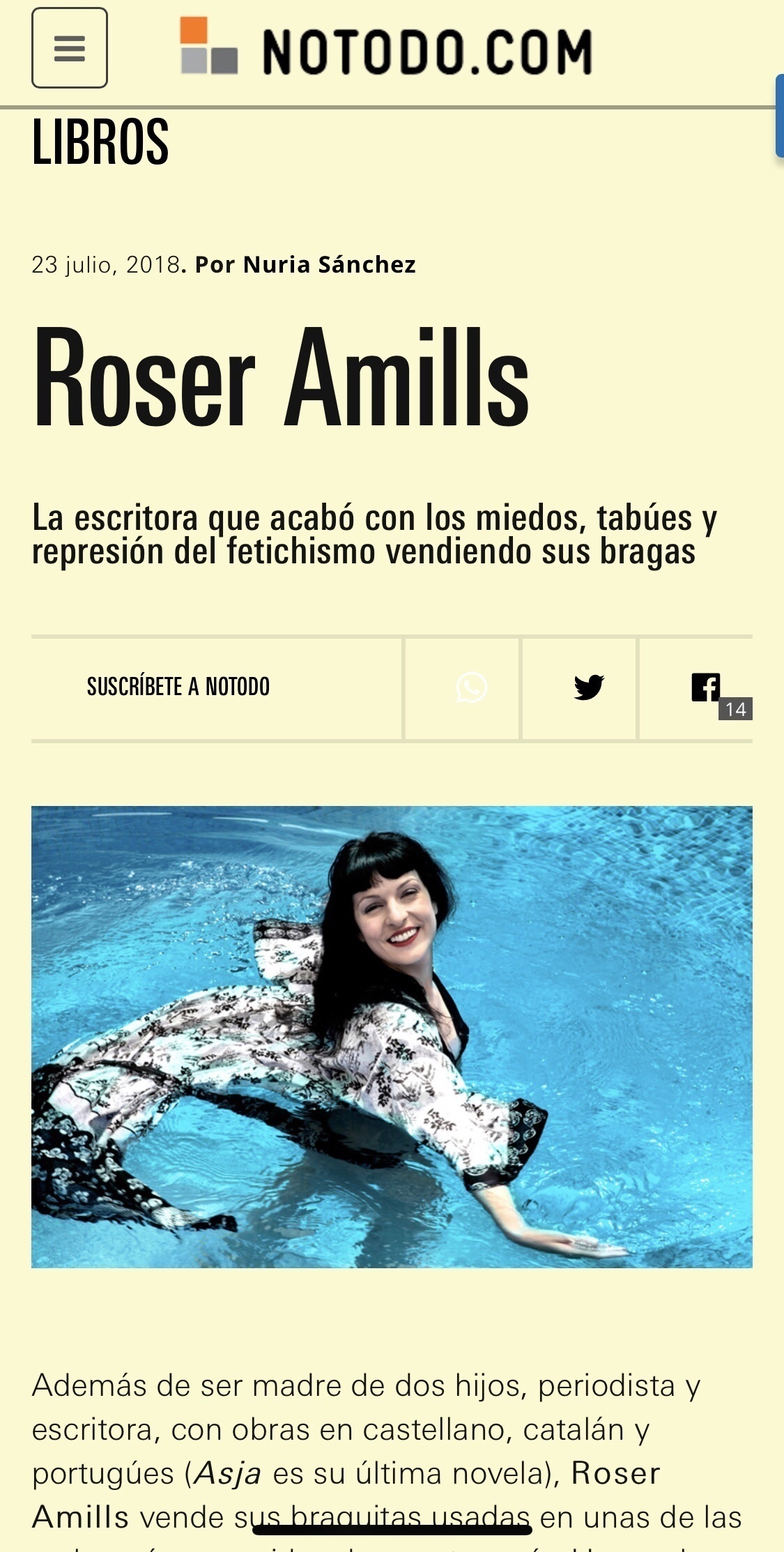 Me entrevista Nuria Sánchez para Notodo.com | Vender braguitas usadas y empoderamiento femenino
