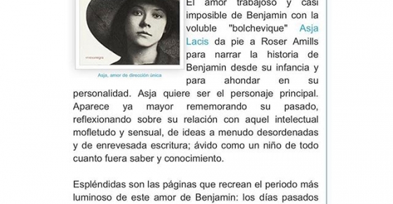 Luis Fernando Moreno Claros sobre la novela “Asja” de roser amills