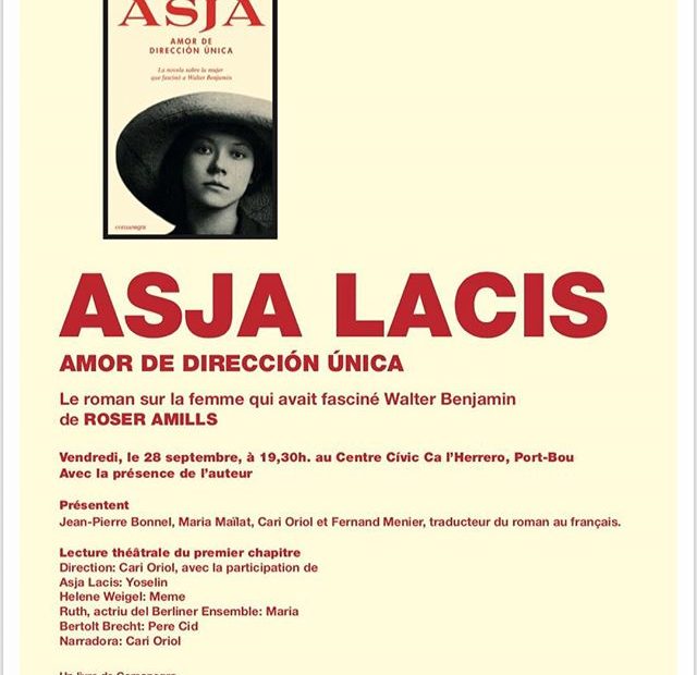 Presentacion de la novela sobre Asja Lacis de Roser Amills en Portbou
