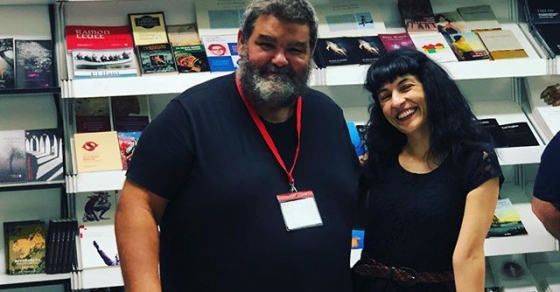 Roser Amills i Sebastia Bennassar a la Fira del llibre de Palma
