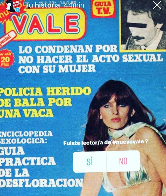 Roser Amills invita a votar en sus historias de Instagram sobre Nuevo Vale