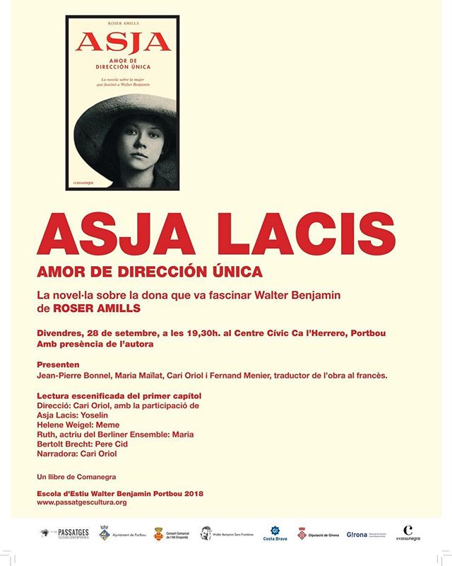 Roser Amills presenta el llibre Asja. Amor de direcció única, acompanyada de Jean-Pierre Bonnel, Maria Maïlat, Cari Oriol i del traductor al francès, divendres 28 a les 19.30 h a Portbou 1 🔴 AVUI! Presentació del llibre “Asja. Amor de direcció única”, amb l’autora. Acompanyada de Jean-Pierre Bonnel, Maria Maïlat, Cari Oriol i el seu traductor al francès. 🗓 Divendres 28 ⏰ 19.30h 📍 Portbou