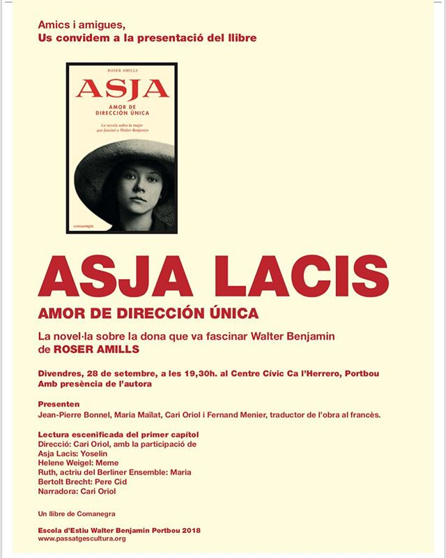 Roser Amills presenta su novela sobre Asja Lacis en Portbou con Associació Passatges de Cultura Contemporània