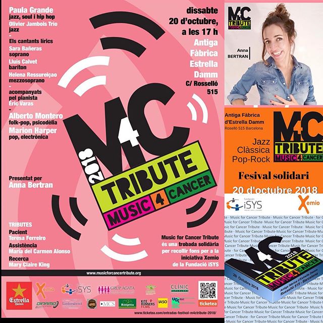 Dissabte aniré a veure la maravellosa Anna Bertran, presenta el súper festival solidari Music for Cancer Tribute gala Music for Cancer Tribute Estrella Damm ens veiem allà, ho passarem bé!