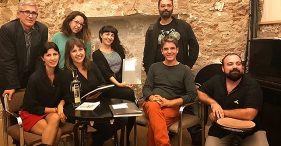 Roser Amills a La Calders llibre disc amb els autors Francesc Vicens, Lucia Pietrelli i Carme Castells