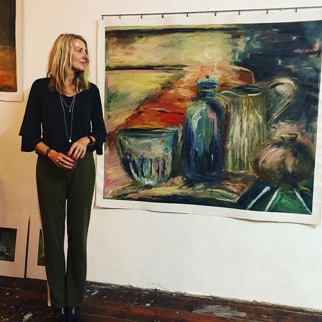 Roser Amills en la exposición de Antje Konnopka, taller de gregoire morel