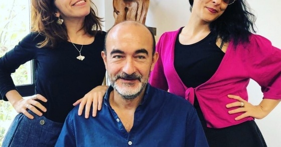 Roser Amills con el diseñador Xavier Garcia en Barcelona