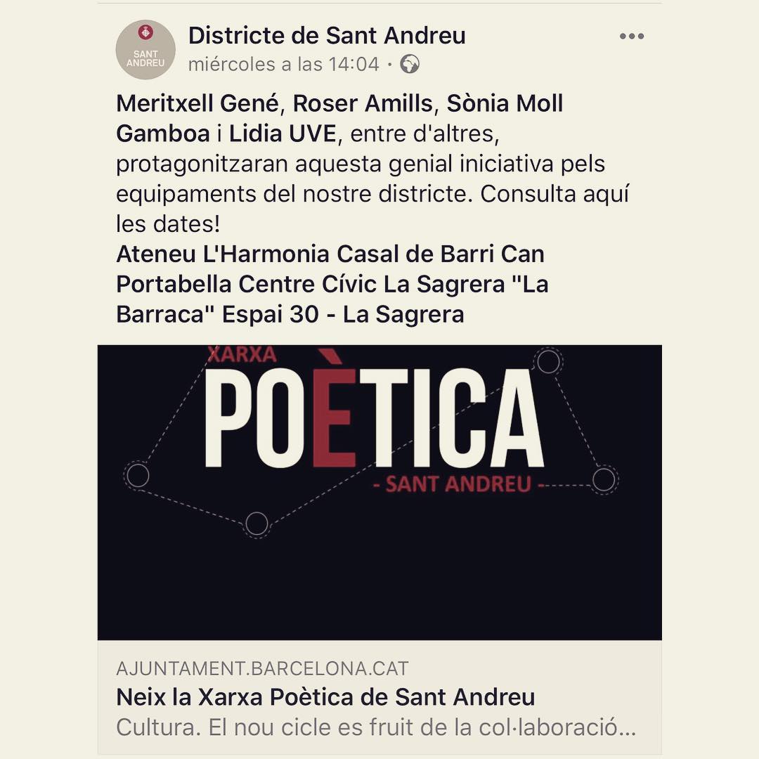 🔜 Us espero el 15 de febrer a les 20h al @cclabarraca: farem un itinerari poètic, amb sentit de l’humor i alegria, per l’erotisme femení .
