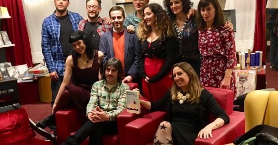 Llibreria Nollegiu, hablamos y celebramos la presentacion de Barcelona–Buenos Aires, con Trampa Ediciones y los autores y participantes: Roser Amills, Diego Gandara, Graziella More, Jebluss, Tatiana Goransky, Victor Nieto y Matias Nespolo