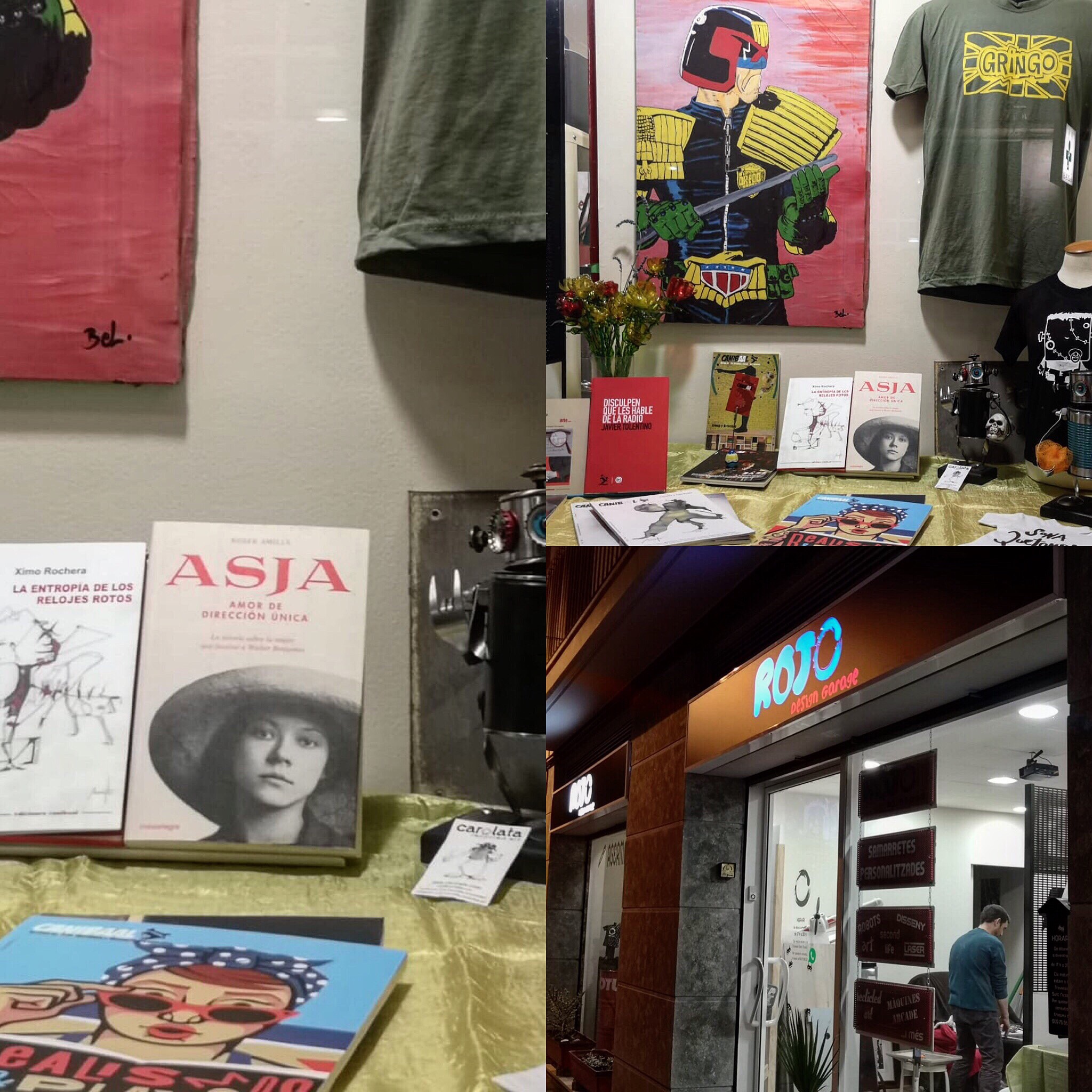 Buenos días. Mirad qué bonito escaparate tiene Rojo Design en la calle Sant Nicasi de Gavà - Roser Amills, escritora mallorquina