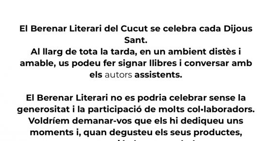 berenar literari de la llibreria el cucut per sant jordi