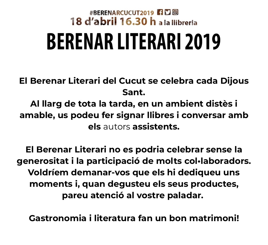 berenar literari de la llibreria el cucut per sant jordi