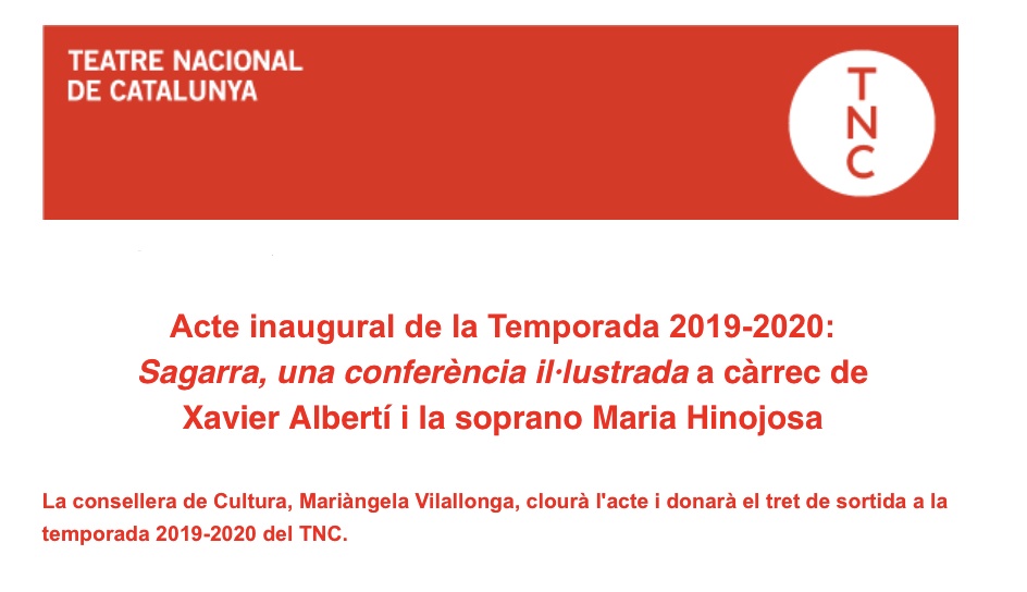 Acte inaugural de la nova temporada 2019-2020 Teatre Nacional de Catalunya