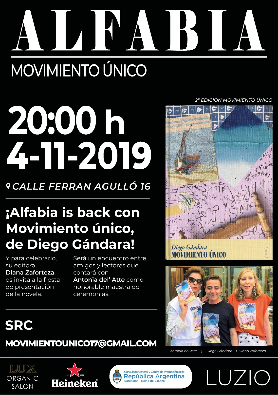 Fiesta de presentación de la novela "Movimiento único" de Diego Gándara