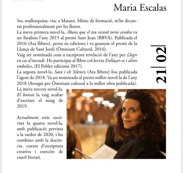Palafolls: així va ser Paraules'20, converses entre autores, amb Roser Amills i Maria Escalas 5 Maria Escalas a Palafolls