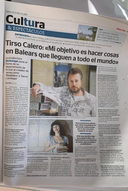Diario Última Hora | Es un placer iniciar este proyecto para el primer documental de la productora mallorquina Backstage con Tirso Calero