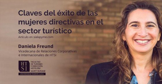 Gráfico «Claves del éxito de las mujeres directivas en el sector turístico» con la foto de Daniela Freund