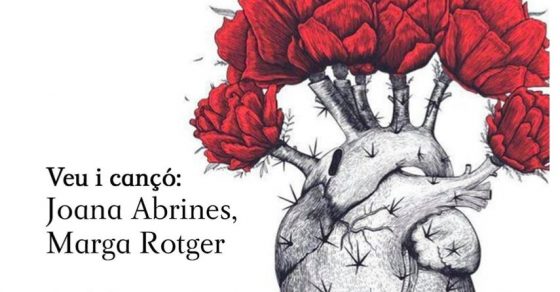 Cartel de «Som tantíssimes», concierto poético sobre Maria Antònia Salvà, con un corazón del que brotan claveles