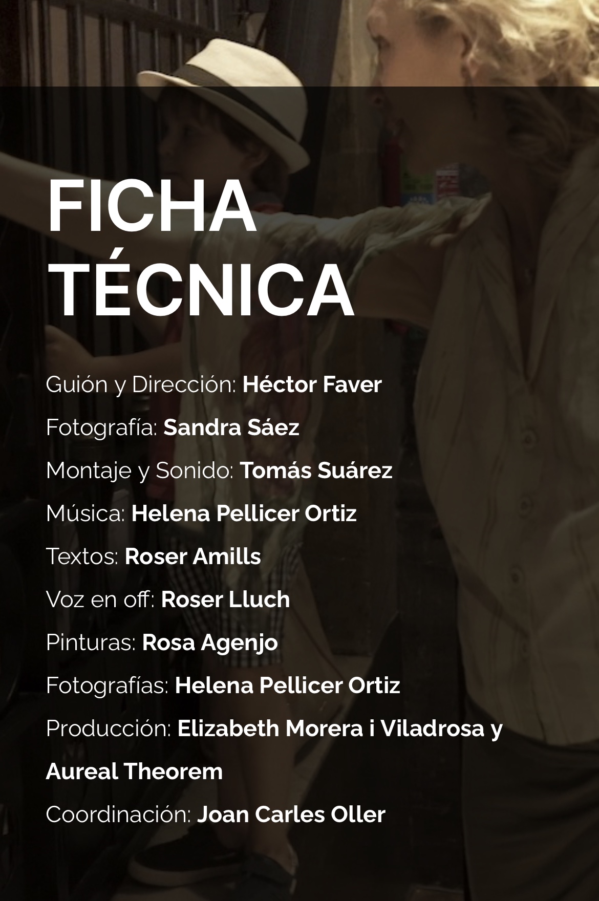 Ficha de la pelicula homenaje con guion de roser amills, dirigida por hector faver