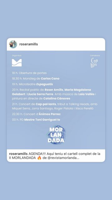 Arriba a Manacor la segona Morlandada, «horabauxa multidisciplinari» de la Revista Morlanda | CULTURA 2 Arriba a Manacor la segona Morlandada, «horabauxa multidisciplinari» de la Revista Morlanda | CULTURA - Roser Amills, escritora mallorquina