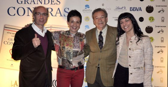 Javier de las Muelas, Carme Ruscalleda, Luis Racionero y Roser Amills ante el photocall de Grandes contras