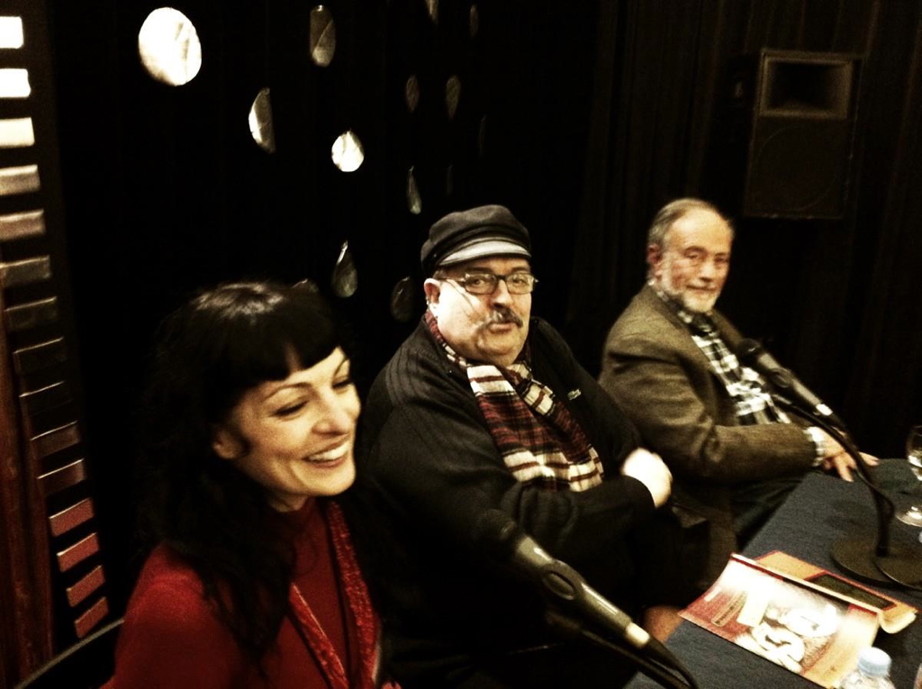 Roser Amills, Pere Tàpias y Josep Maria Cabayol en la presentación de «Morbo» (2012)