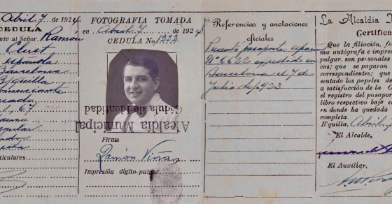 cédula de identidad de ramon vinyes i cluet