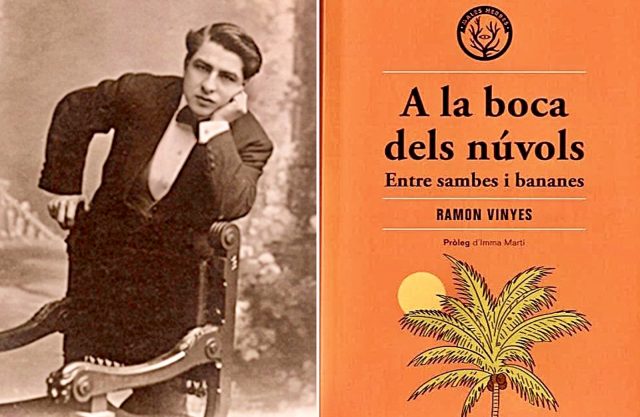 Ramon Vinyes joven y su libro A la boca dels núvols. Entre sambes i bananes