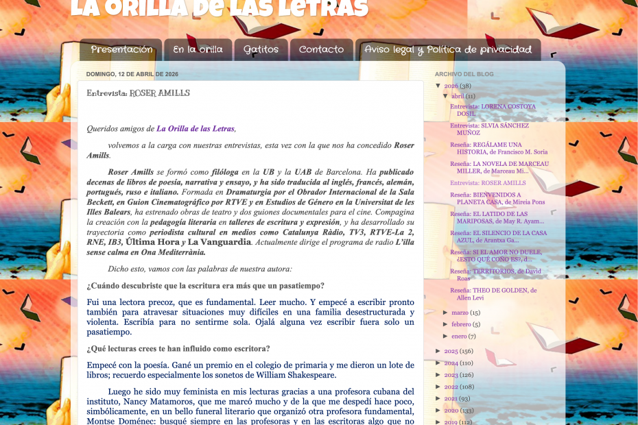 la orilla de las letras entrevista roser amills