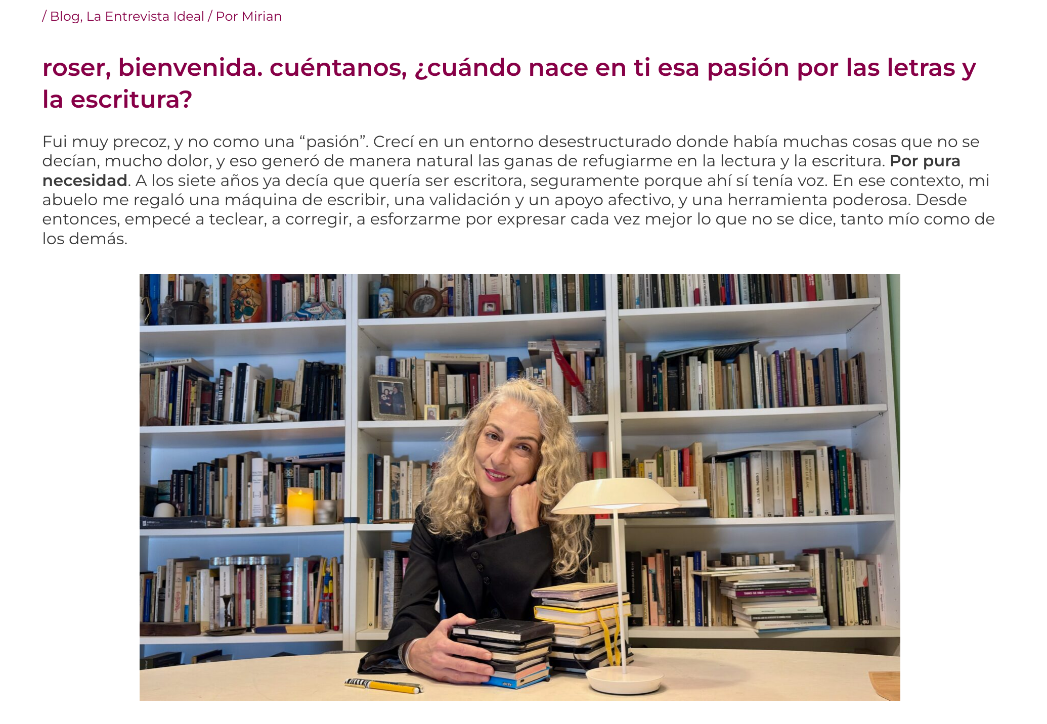 Mirian Romero Entrevista A Roser Amills Blog