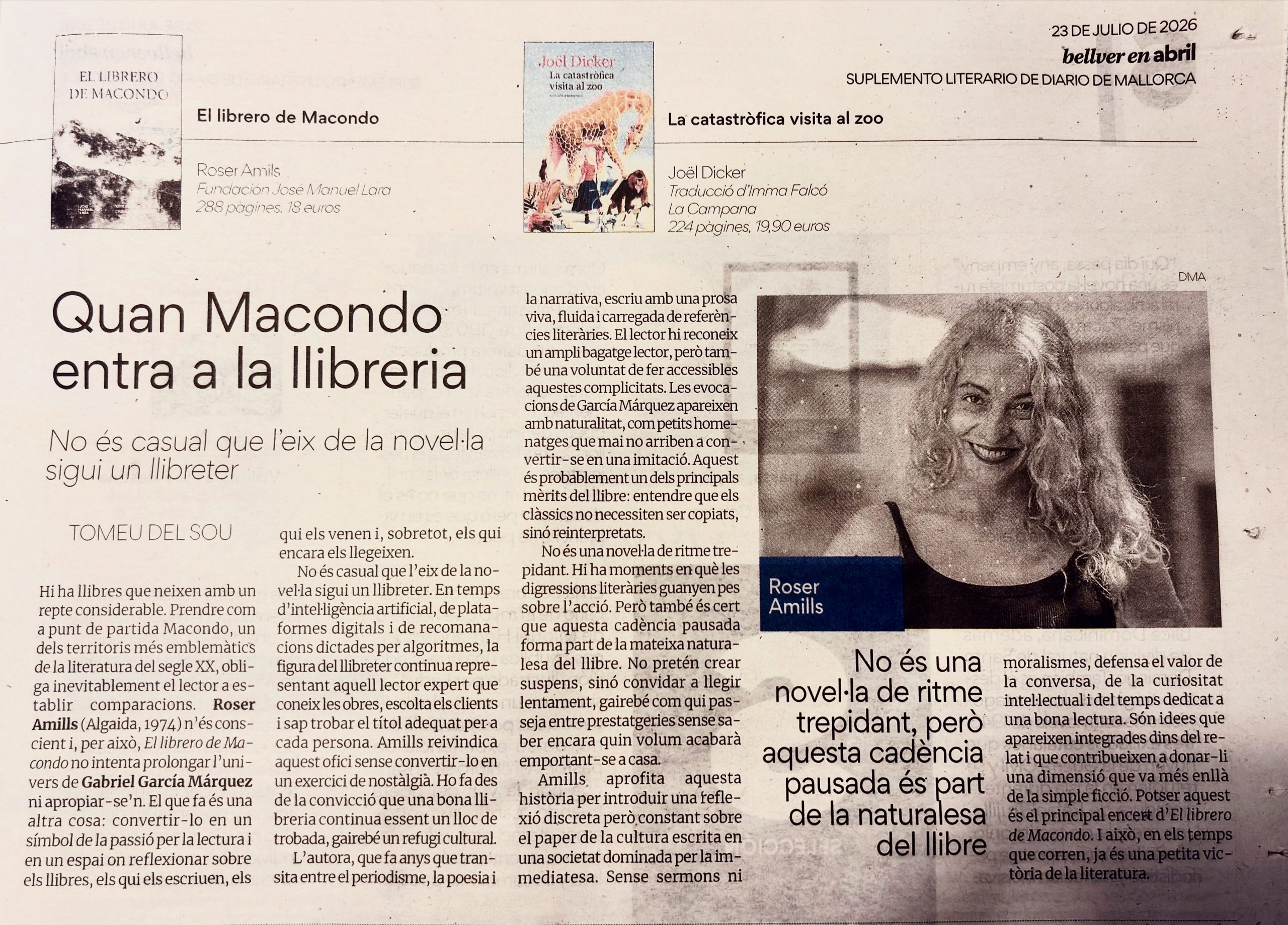 Bellver, suplement de cultura de Diario de Mallorca: Quan Macondo entra a la llibreria