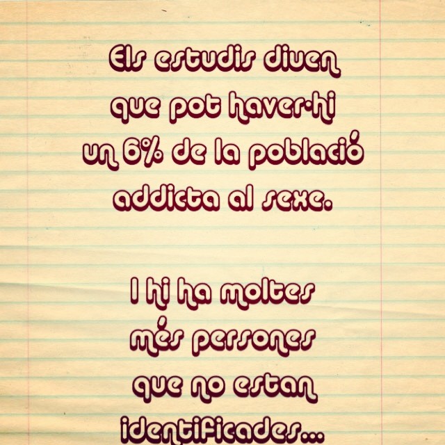 Texto sobre un fondo de cuaderno: los estudios dicen que puede haber un 6% de la población adicta al sexo