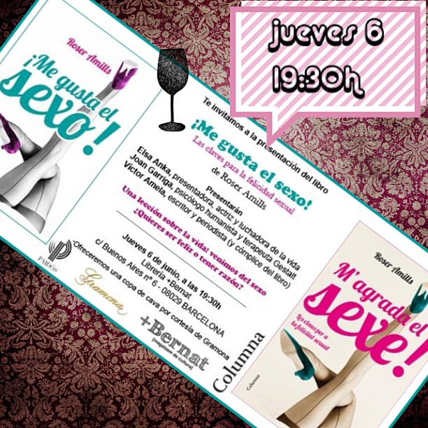Invitación a la presentación del libro ¡Me gusta el sexo! el jueves 6 de junio a las 19:30 h