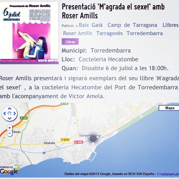 Captura de la web con la presentación de M'agrada el sexe! en Torredembarra el 6 de julio