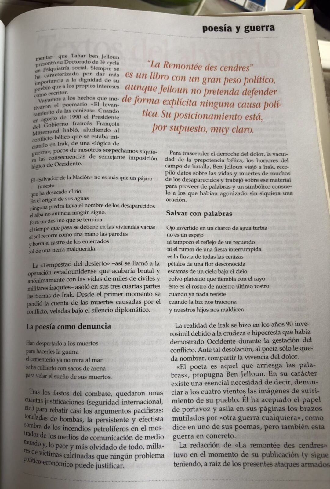 Página 31 de Aula de Poesía n.º 0 con la continuación del artículo de Roser Amills sobre Tahar ben Jelloun