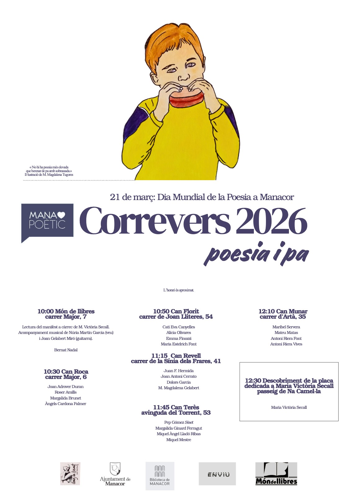 Roser Amills, al Correvers 2026 de Manacor Poètic pel Dia Mundial de la Poesia