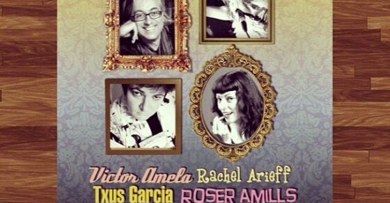 Cartell de l’aperitiu artístic de Talent & Co amb Víctor Amela, Txus Garcia i Roser Amills