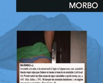 Coberta del poemari «Morbo», de Roser Amills Bibiloni (March Editor, Petits Llibres), amb una fotografia de glutis sota una entrada de diccionari