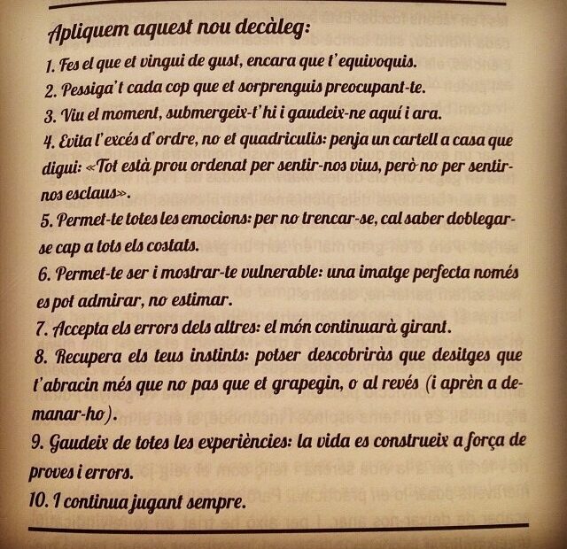 Pàgina del llibre M'agrada el sexe! amb el decàleg «Apliquem aquest nou decàleg» i deu consells numerats