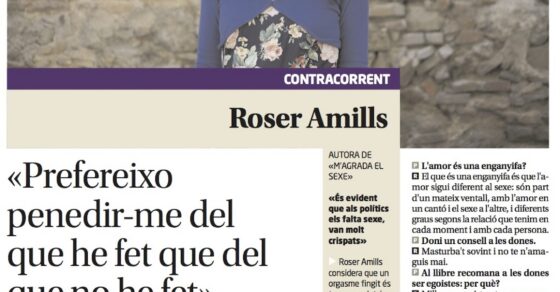 Contraportada del Diari de Girona amb l’entrevista d’Albert Soler a Roser Amills a la secció Contracorrent, 2013