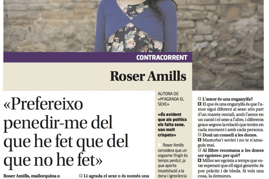 Contraportada del Diari de Girona amb l’entrevista d’Albert Soler a Roser Amills a la secció Contracorrent, 2013
