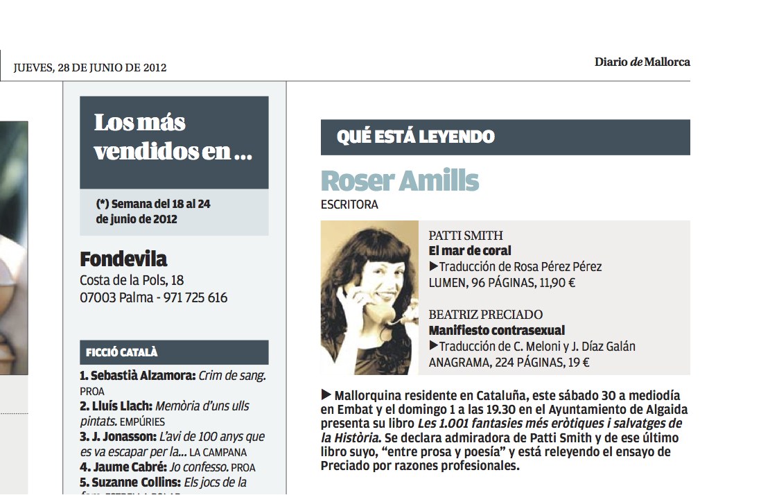 Sección Qué está leyendo de Diario de Mallorca con Roser Amills