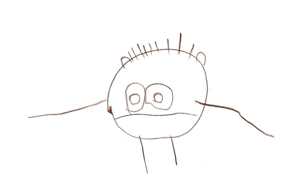 Dibujo con ceras de una niña de tres años