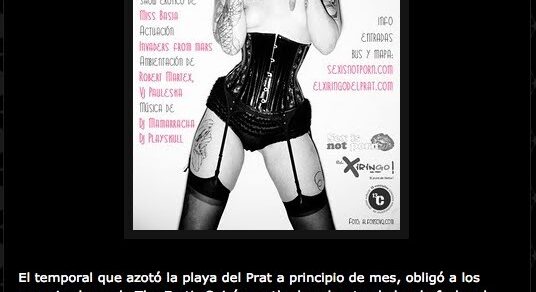 Cartell de The Erotic Soirée on the beach (El Xiringo del Prat, 2010) amb lectures de Roser Amills i Roberto Enríquez