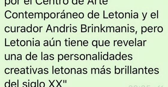 Aviso de la exposición sobre Asja Lacis en la Biblioteca Nacional de Letonia, 2019