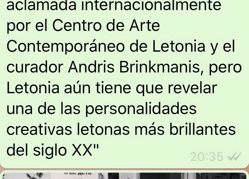 Aviso de la exposición sobre Asja Lacis en la Biblioteca Nacional de Letonia, 2019