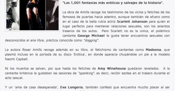 Página de CoCoas.net con el artículo sobre Las 1.001 fantasías más eróticas y salvajes de la historia, de Roser Amills