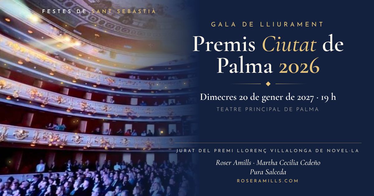 Cartel de la gala de los Premis Ciutat de Palma 2026, con Roser Amills en el jurado del Premi Llorenç Villalonga