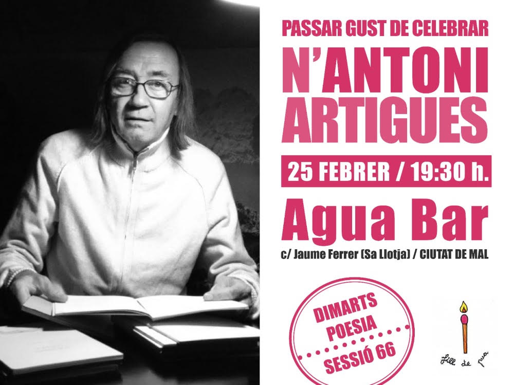 Recital de Roser Amills en el homenaje a Toni Artigues de Fil de Pua, la tertulia poética de Àngel Terrón (Palma)