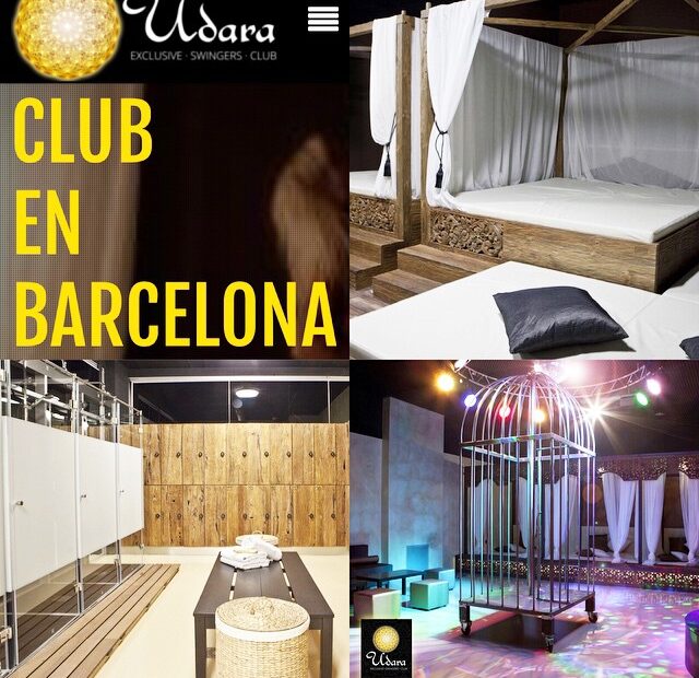Captura de la web del Udara Swinger Club con el texto «Club en Barcelona» y fotos de sus salas